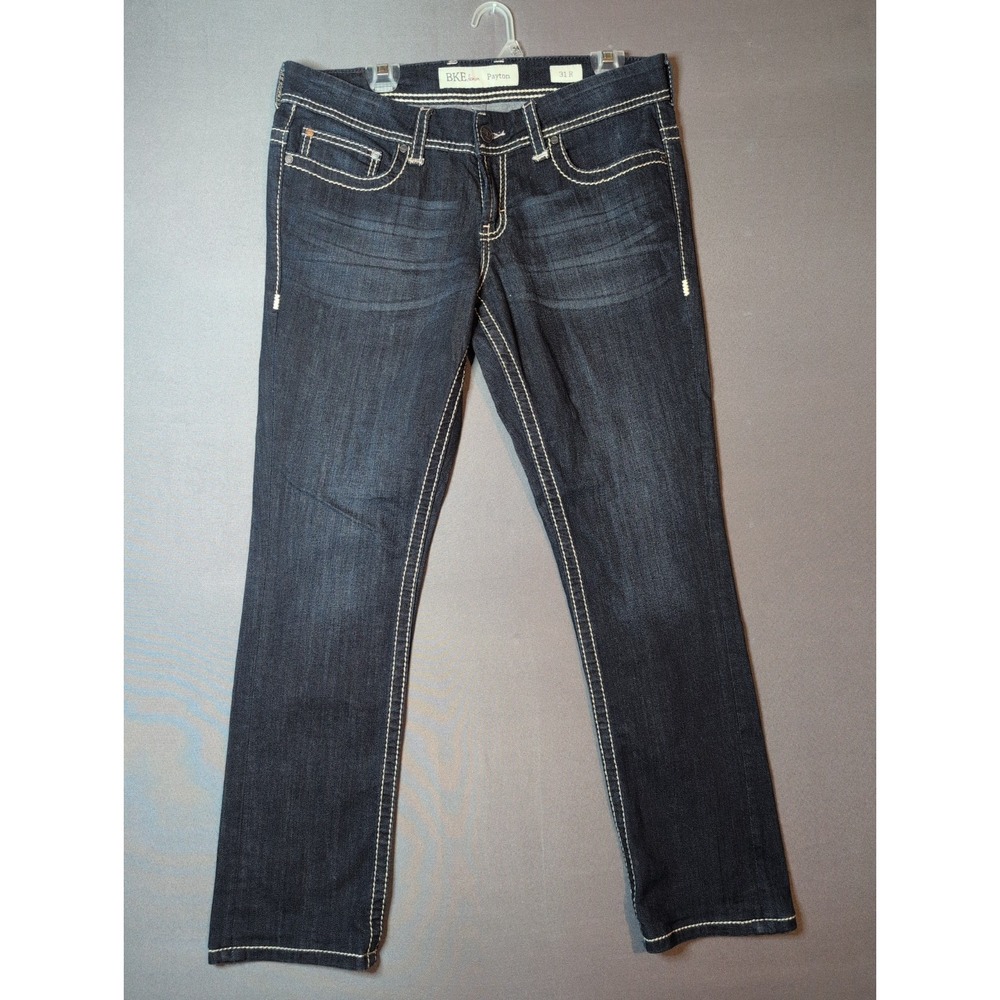 BKE Payton Bootcut Jeans Mens 31x31 Dark Blue Denim Buckle 75720